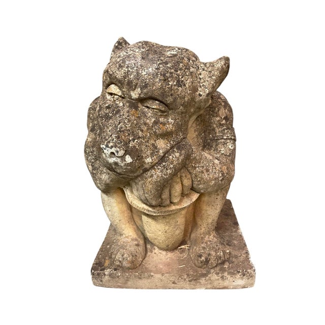 2000 - 2009 Vintage Cast Stone Gargoyle Sentinel Statue For Sale - Image 5 of 12