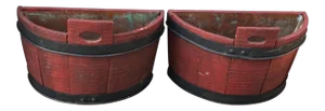 Half Barrel Wood Planters With Copper Lining - a Pair
