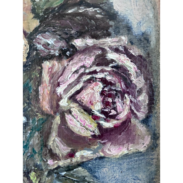1960s Vintage Original Flower Oil Painting, Signed Flower Still Life Art For Sale - Image 5 of 13