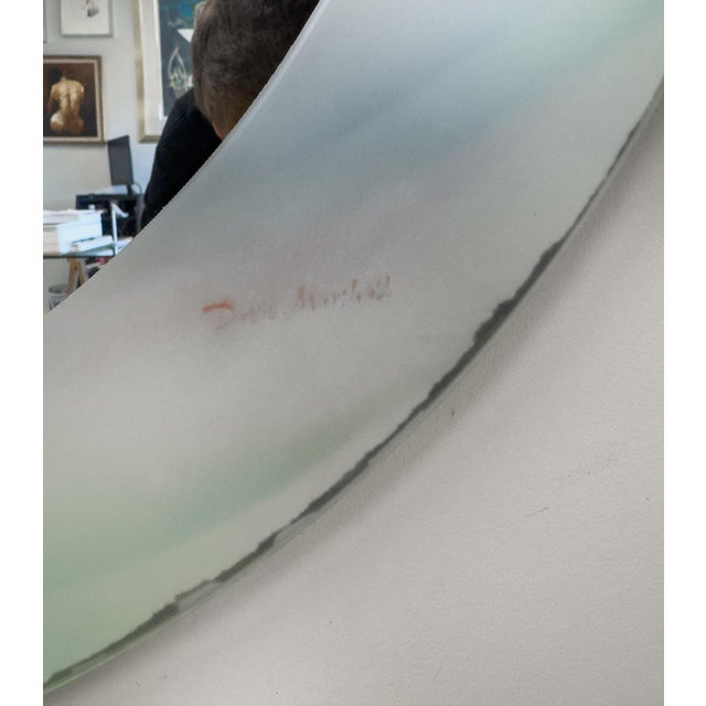 David Marshall Signed Modern Stained Glass Pastel Color Round Frame Mirror For Sale In New York - Image 6 of 10