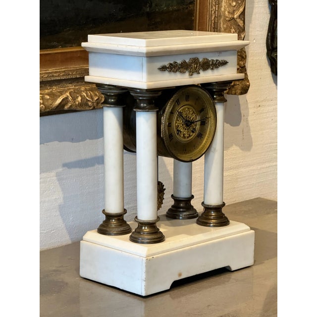 19th Century French Marble Mantle Clock For Sale - Image 4 of 9