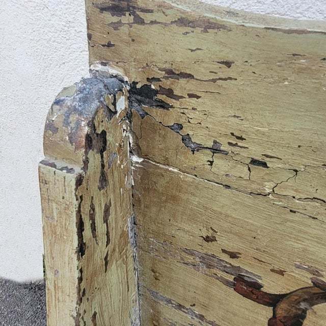 Wood Early 19th Century High-Backed Storage Bench in Green Lacquer, Italy For Sale - Image 7 of 18