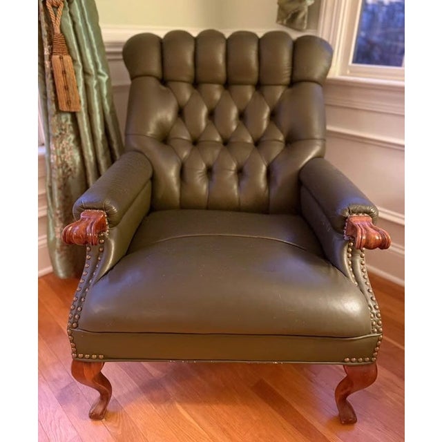 Traditional 1980s Exquisite Carl Forslund "Rip Van Lee" Armchair and Ottoman Premium Leather Set. For Sale - Image 3 of 5