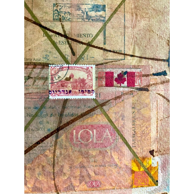 Modern Stephen Andrews, Canadian Art Mixed Media Collage Assemblage Painting Hebrew Canada Stamp For Sale - Image 3 of 9