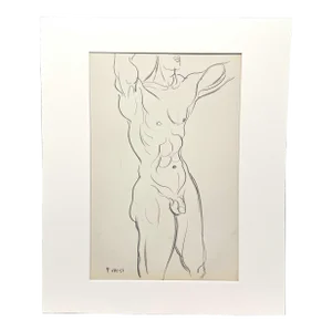 Vintage Male Erotica, Pencil on Paper Figure Study by Artist Harold Haydon