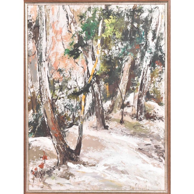 Up for sale is a very nice quality vintage original winter landscape oil painting by listed American artist George...