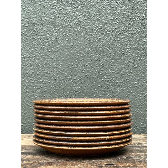 Elevate your dining experience with this exceptional set of ten vintage Mid-Century Modern dinner plates. Crafted in the...