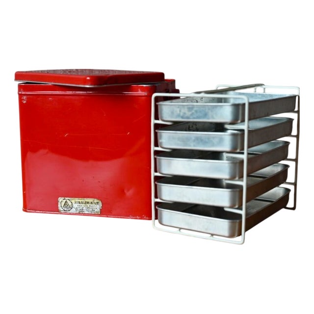 Vintage Scandinavian Lunch Box with Red Handle, Denmark, 1950s For Sale