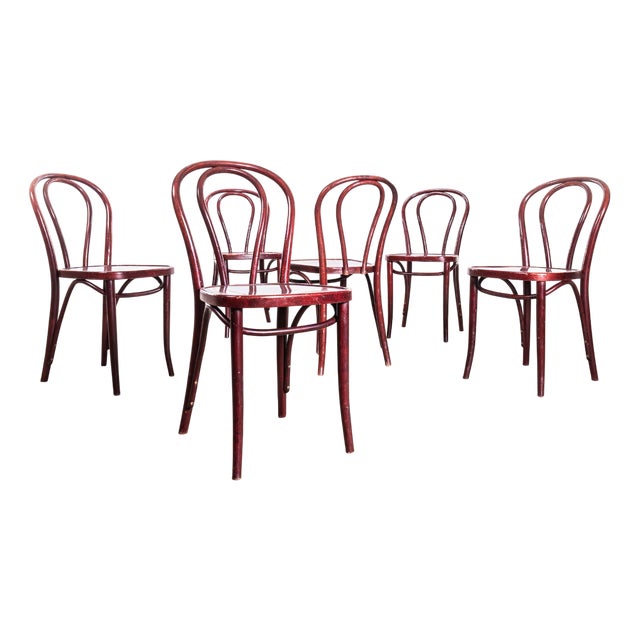 Dark Mahogany Hoop Back Bentwood Dining Chairs, 1980s, Set of 6 For Sale