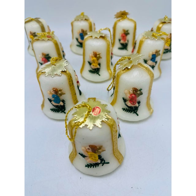 This is a set of German vintage wax Christmas bell ornaments. Appearance • Each ornament is shaped like a small bell •...