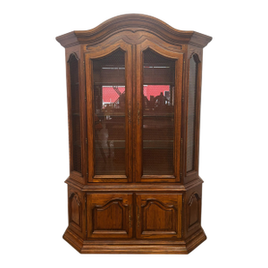Vintage Century French Country Style Oak Display / China Cabinet