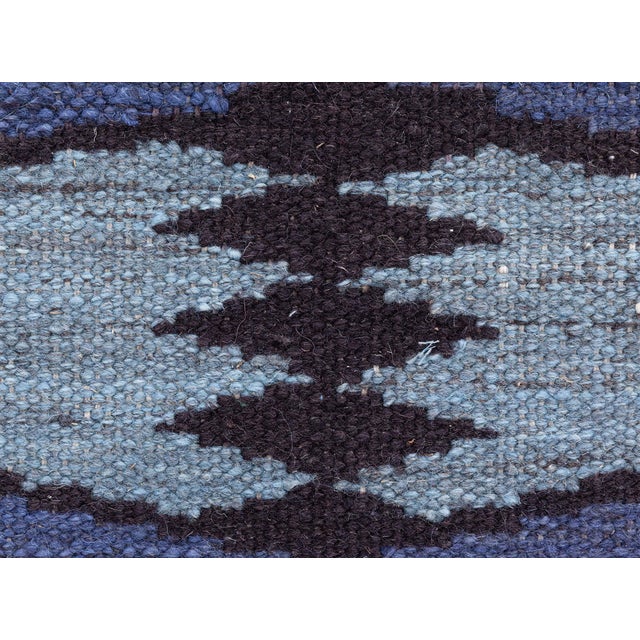 Blue Modern Swedish Flat Weave Runner (Fragment) Doris Leslie Blau For Sale - Image 8 of 8