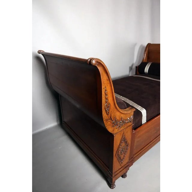 Vintage Wooden Bed with Floral Decorations For Sale - Image 5 of 12