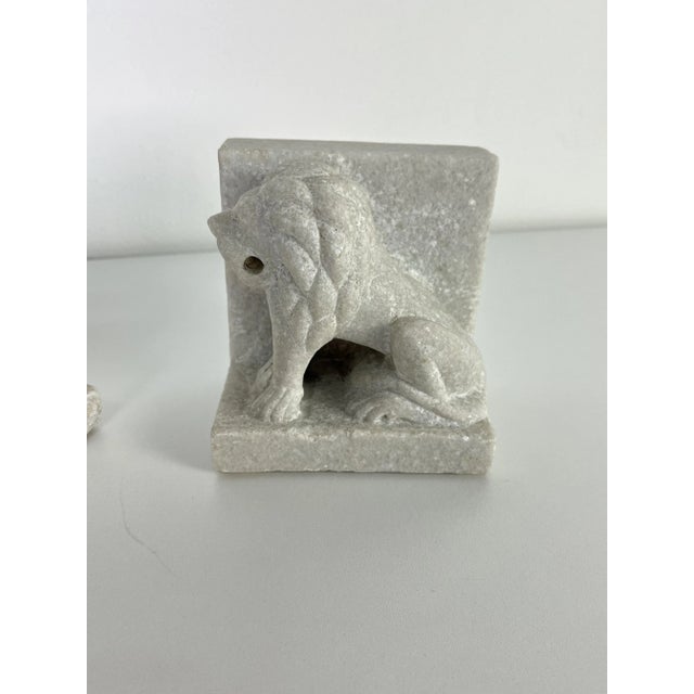 Gray Mid-Century Italian Marble Lion Bookends, 1950s, Set of 2 For Sale - Image 8 of 12