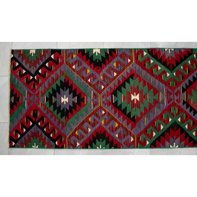 Vintage Turkish Oushak Runner Rug Kilim - Handmade Extra Long Hallway Decor , Stair Runner 2′9″ X 19′8″ For Sale - Image 11 of 14