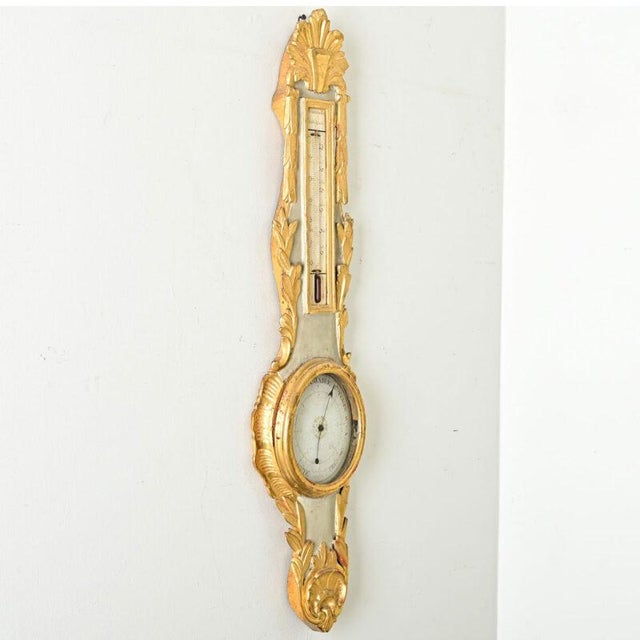 Wood French 19th Century Gilt & Painted Barometer For Sale - Image 7 of 10