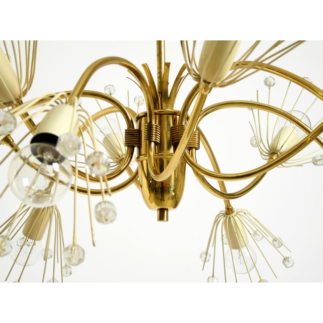 Mid-Century Modern Glass and Brass Chandelier by Rupert Nikoll, 1950s For Sale - Image 11 of 18