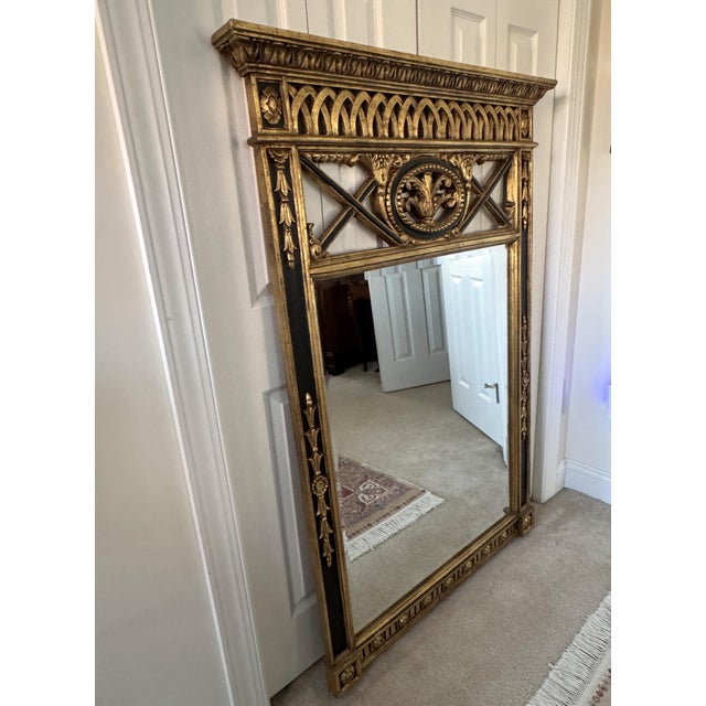 1980s Vintage 1980s Neoclassical Beveled Mirror: Giltwood & Metal, Carved Urn & Swag For Sale - Image 5 of 18