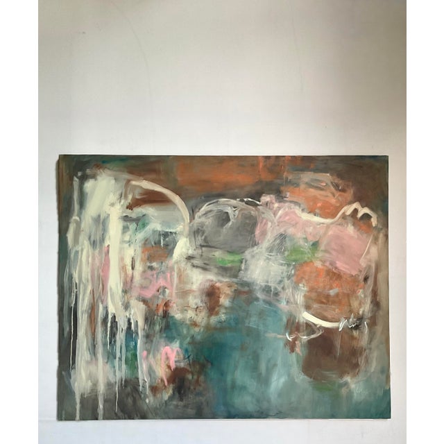 Early 21st Century Vintage Boho Original Abstract Oil on Canvas For Sale - Image 5 of 9