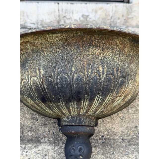 :ate 20th Century Neoclassical Style Cast Iron Wall Fountain Bowl Urn Lavabo Garden Planter Pot For Sale - Image 9 of 14