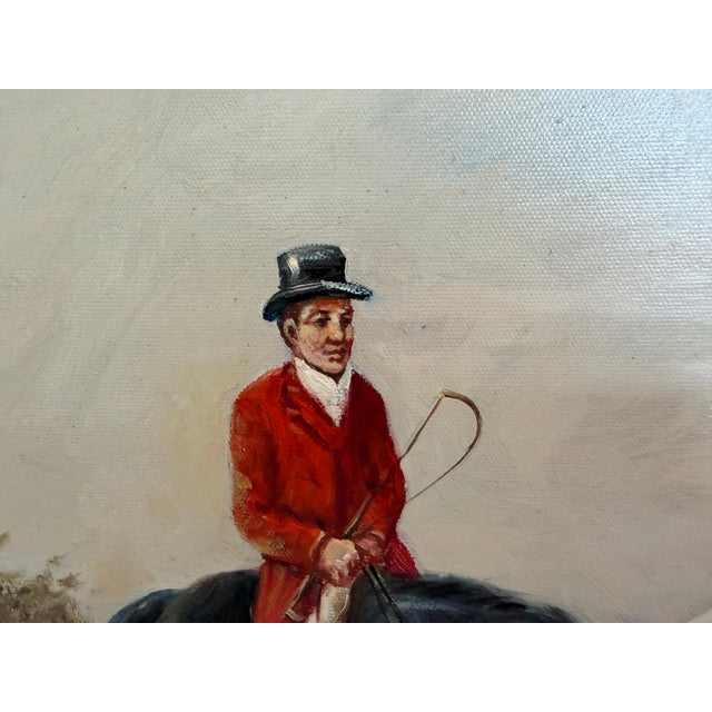 English Original Fox Hunting Oil Painting Signed English Hunt Horses Hounds Framed For Sale - Image 3 of 12