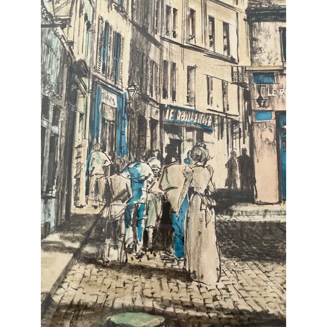 1930s Parisian Street Scene, Artists Proof by Etienne Julia. Signed & Framed For Sale - Image 12 of 13