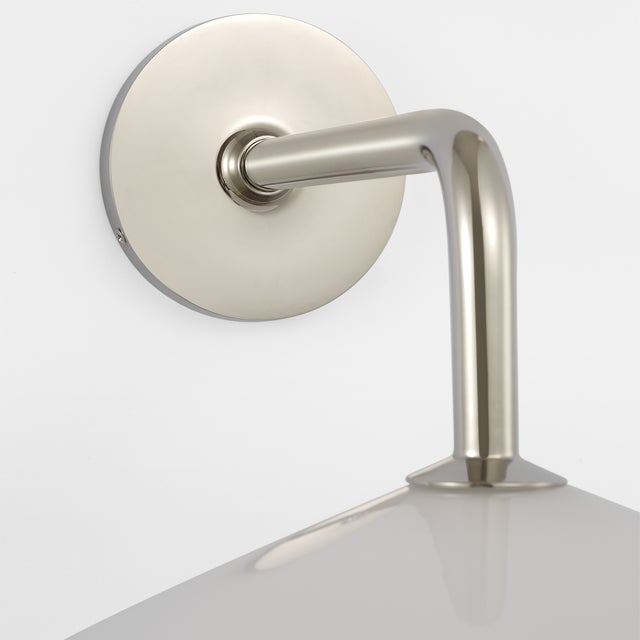 Amber Lewis for Visual Comfort Signature Ponce 9" Sconce in Polished Nickel with Milk White Glass Shade For Sale - Image 9 of 12