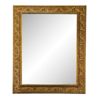 Antique Italian Renaissance Revival Giltwood & Gesso Wall Mirror, Deeply Carved For Sale