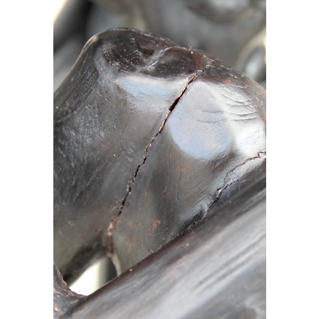 Vintage African Figural Side Table – Hand-Carved Sculptural Pedestal, Tribal Art Accent Table, Dark Hardwood For Sale - Image 13 of 14