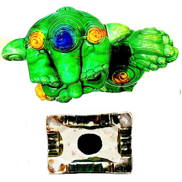 Mid 20th Century Chinese Famille Verte Ceramic Foo Lion/Dog - Large For Sale - Image 9 of 9