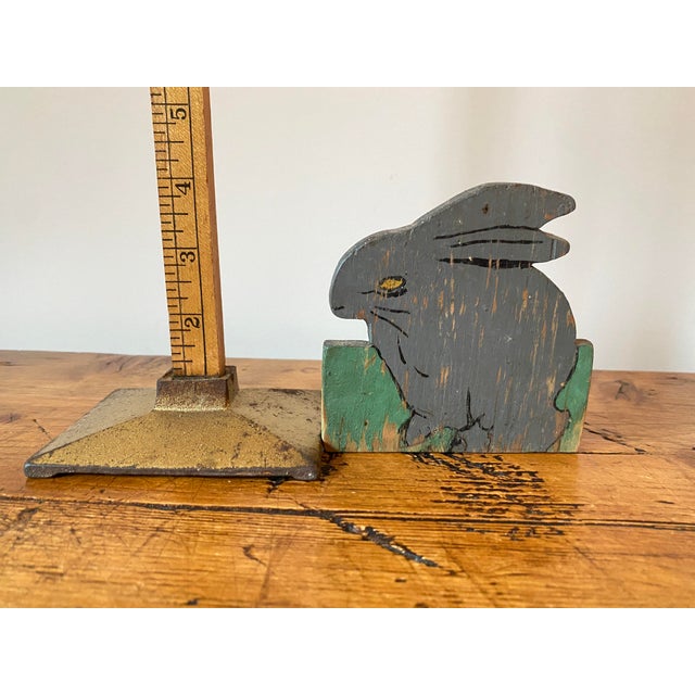 Wood Vintage Folk Art Small Wood Bunny Rabbit Doorstop For Sale - Image 7 of 7