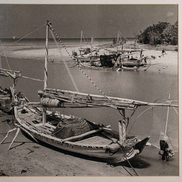 Vintage Photograph, Fishing Boats, Oriental, Monochrome, East Java, Mid Century For Sale - Image 6 of 9