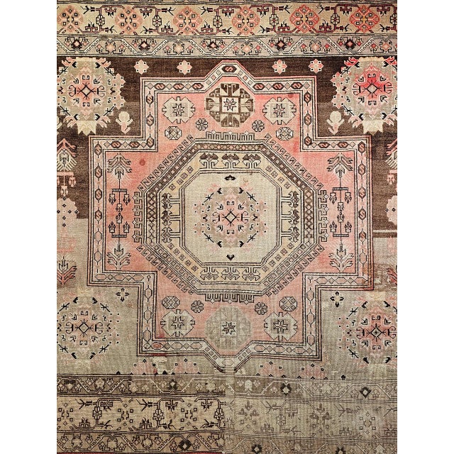 Antique Turkish Oushak Rug, Hand-Knotted Wool Pile, Mamluk Design, 6' x 7' For Sale - Image 10 of 16
