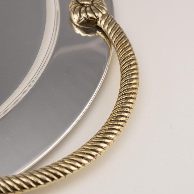 Goldenrod Mid 20th Century French Silver Plated Nautical Serving Tray For Sale - Image 8 of 10