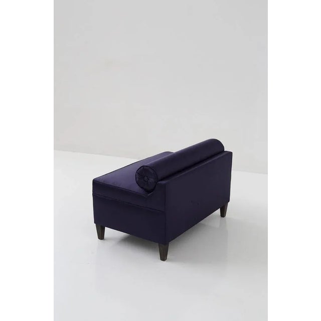 Small Italian Purple Satin Sofa with Roll Cushion, 1959 For Sale - Image 9 of 11