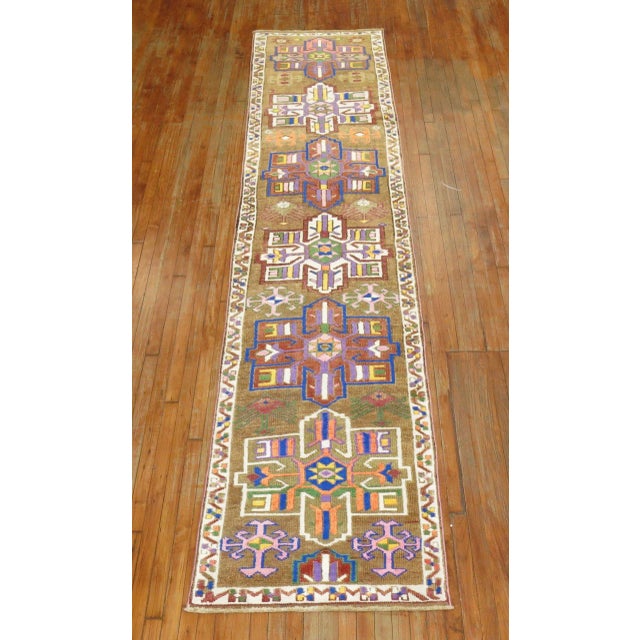 One of a kind, mid 20th century anatolian runner with fun colors. Professionally Washed & personally vetted. Ready for...