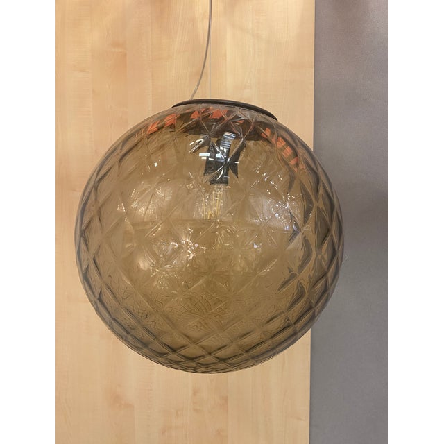 Contemporary Murano balloton fume' color chandelier pendant Metal frame in chrome. A luxury piece of art for contemporary...