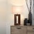 Mid-Century Modern Julie Standing Table Lamp - Dark Walnut Wood Finish, Weathered Brass, White Linen Shade For Sale - Image 3 of 12