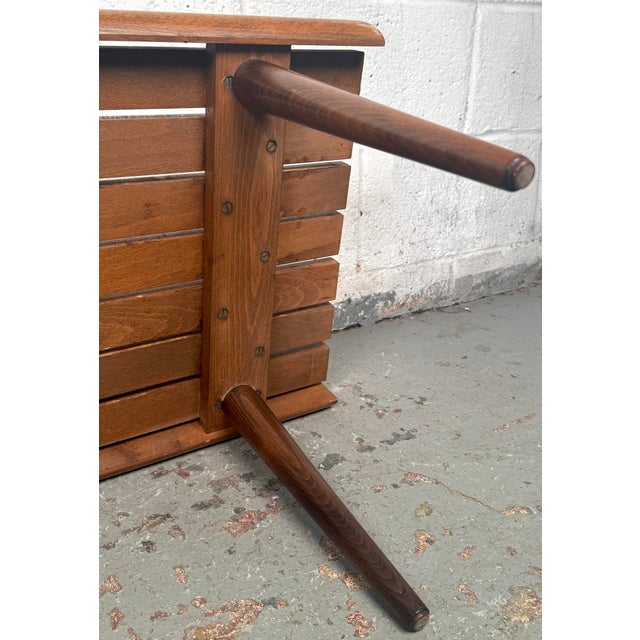 Lovely Mid-Century Modern Walnut Slat Bench For Sale - Image 14 of 16