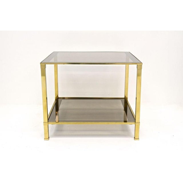 Late Mid-Century Regency Brass Side Table in Smoked Glass, Italy, 1970 For Sale - Image 6 of 18