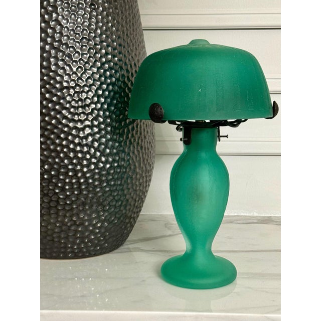 1920s Art Deco Daum Nancy Acid-Etched Cameo Glass Table Lamp 13.5"x8" For Sale - Image 10 of 15