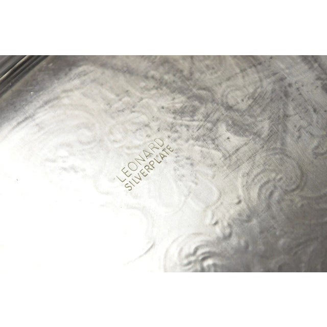 Vintage Leonard Regency Style Silver Plated Ornate Serving Platter Tray For Sale - Image 9 of 10