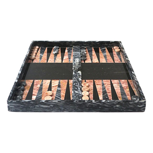 Marble Backgammon and Checkers Game Boardgame Set For Sale