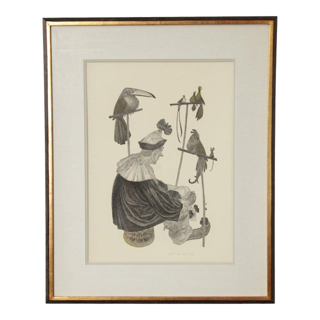 Oliver Grimley Pen and Ink Drawing, Harlequin and Friends For Sale