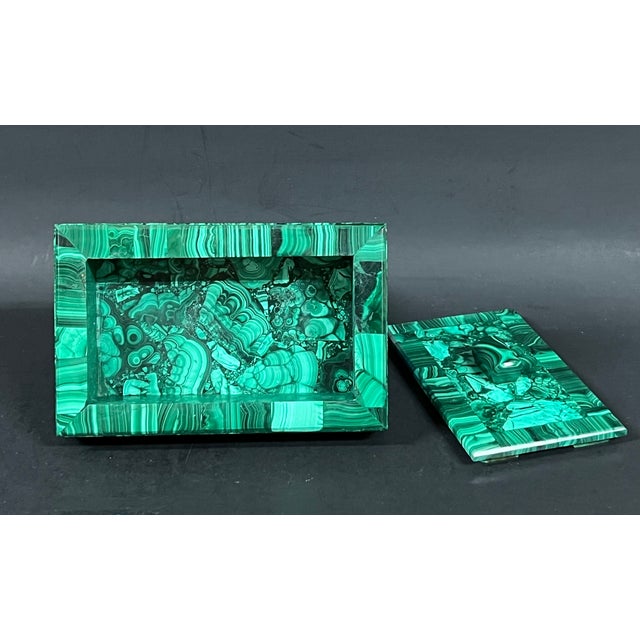 Late 20th Century Carved Malachite Stone Jewelry Box For Sale - Image 9 of 11