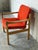 Vintage Danish Oak Lounge Chair by Skive Møbelfabrik Mid-Century Modern Red Upholstery For Sale - Image 4 of 13