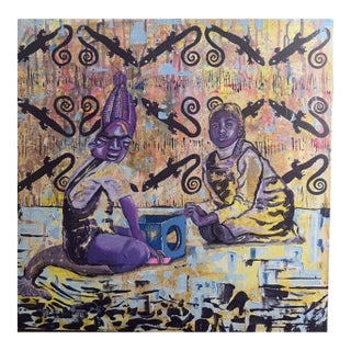 Yemoja’s Tinko Tinko Tinkoko Tinko Interrupted, Wall Painting by Victory Anthony Nted (2026), Acrylic and Gouache on Canvas For Sale