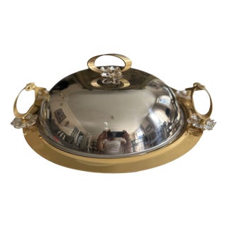 Vintage Italian Serving Dish with Gilt Details, 1970s For Sale