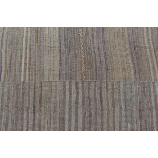 Vintage Hand Woven Turkish Paneled Kilim Vintage Rug in Earthy Tones For Sale In Atlanta - Image 6 of 13
