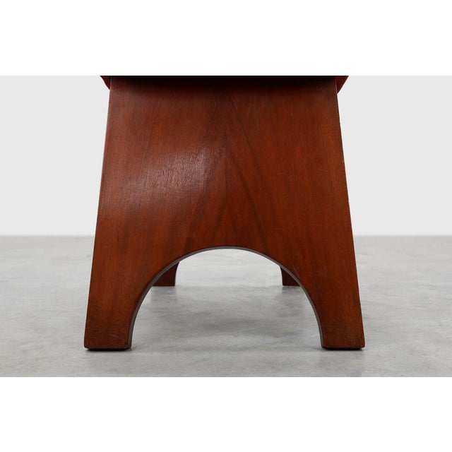 Wood Art Deco Red Ottoman, Belgium, 1920s For Sale - Image 7 of 12